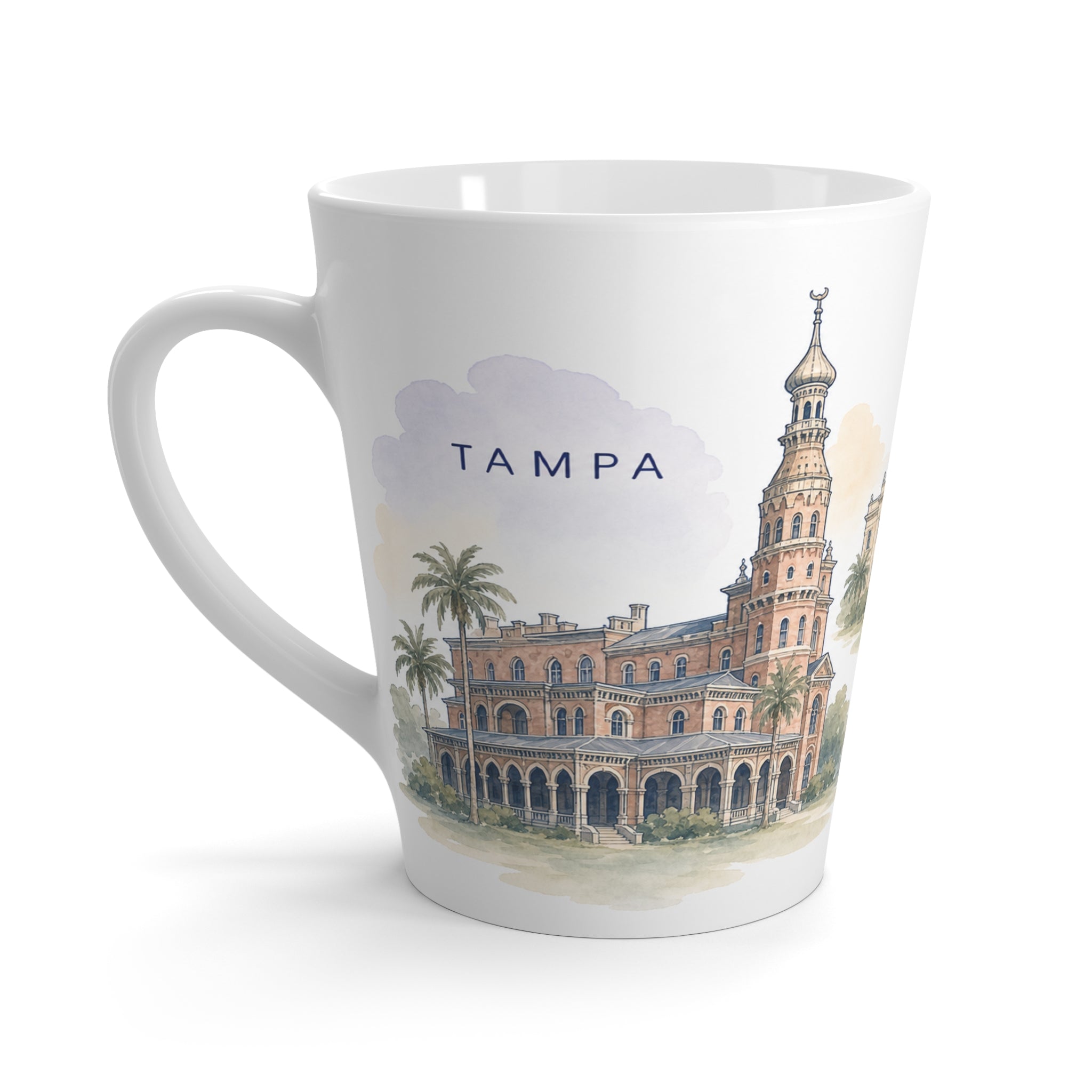 Tampa Latte Mug | Watercolor City Travel Mug | 12 oz Ceramic Souvenir Gift