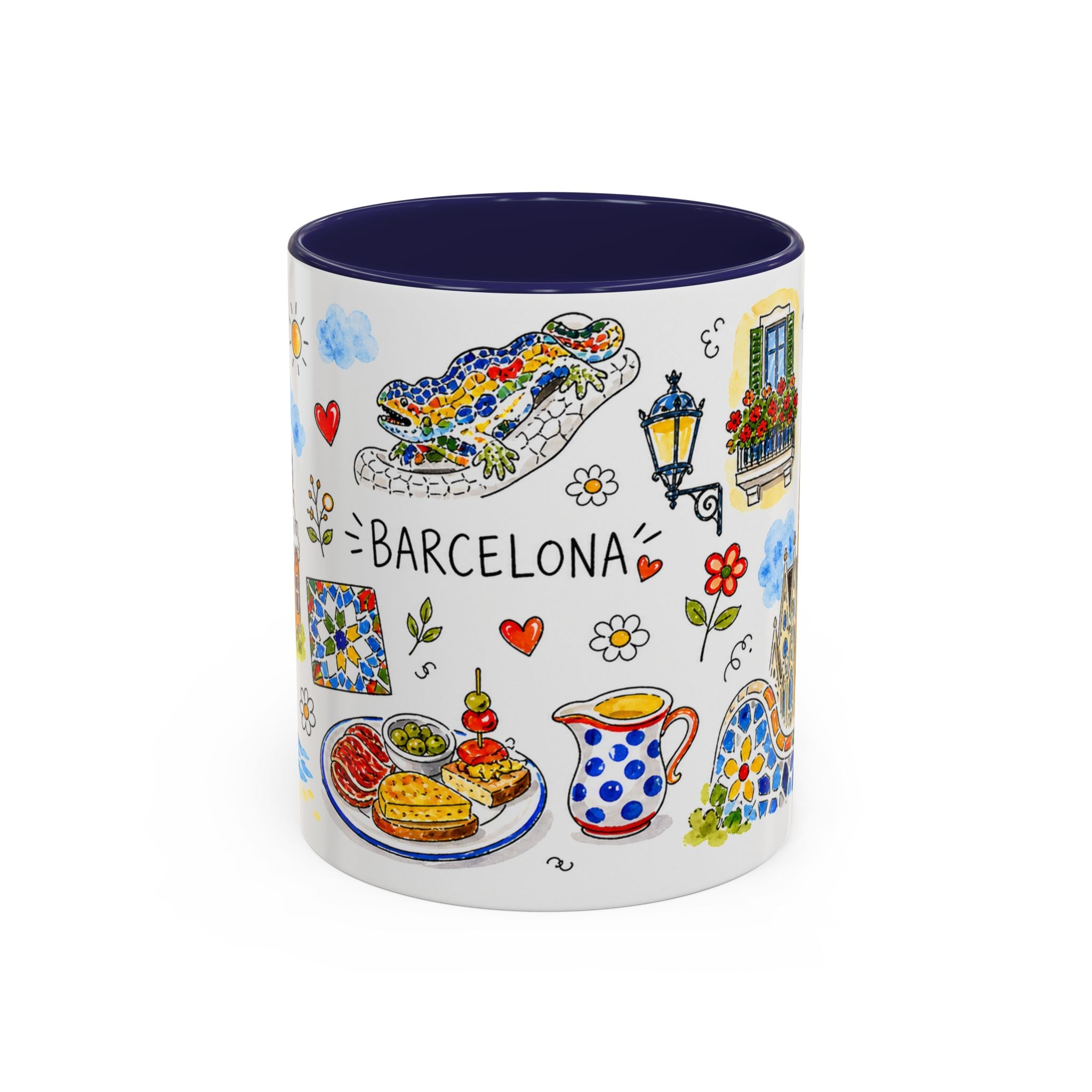 Barcelona Travel Mug | European City Souvenir Accent Coffee Mug | 11oz 15oz Ceramic Cup
