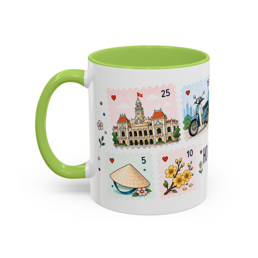 Ho Chi Minh City Coffee Mug | Postage Stamp Collage Mug | Travel Souvenir Accent Cup 11oz 15oz