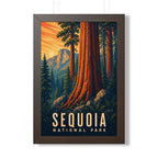 Sequoia National Park Framed Poster | Vintage Travel Wall Art | Black Walnut White Frame | 16x24 20x30