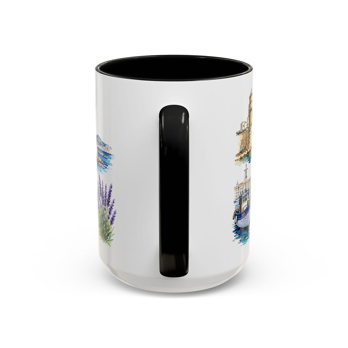 Marseille Illustrated Travel Mug | City Souvenir Accent Coffee Mug | 11oz 15oz Ceramic Cup