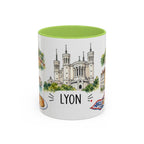 Lyon Illustrated Travel Mug | City Souvenir Accent Coffee Mug | 11oz 15oz Ceramic Cup