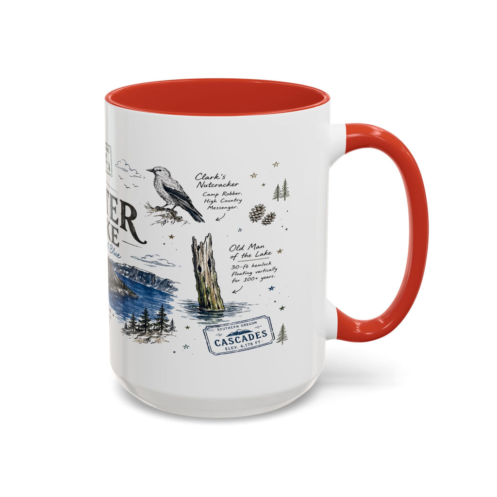 Crater Lake National Park Coffee Mug | Oregon Volcano Blue Lake Hiking Gift | Accent Color Ceramic 11oz 15oz