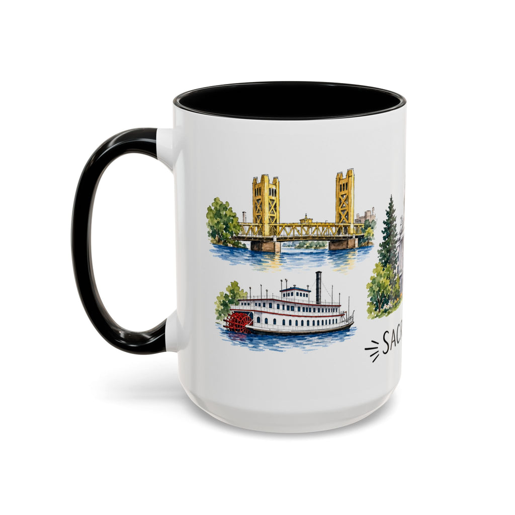 Sacramento Illustrated Travel Mug | City Souvenir Accent Coffee Mug | 11oz 15oz Ceramic Cup