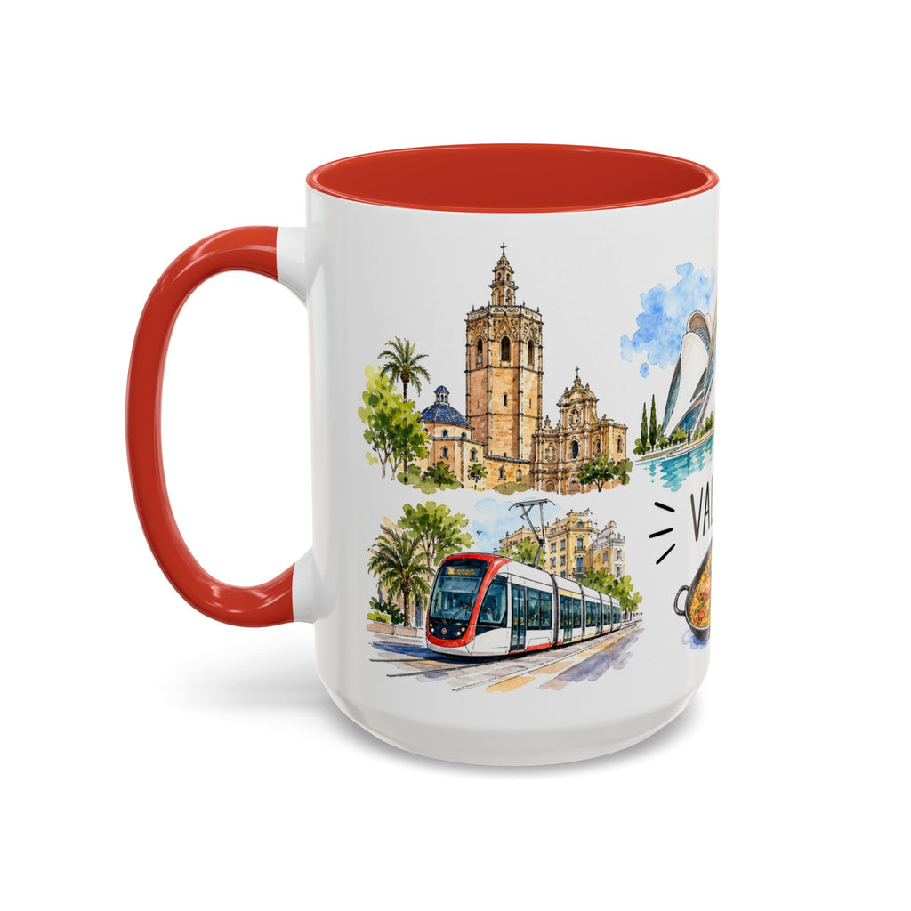Valencia Illustrated Travel Mug | City Souvenir Accent Coffee Mug | 11oz 15oz Ceramic Cup