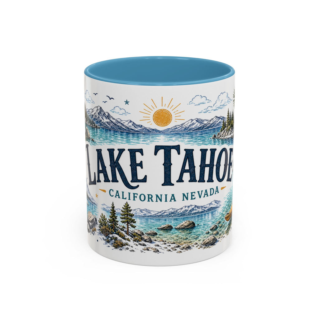 Lake Tahoe Mug, California Nevada Travel Souvenir, Bucket List Gift, Accent Ceramic Coffee Mug 11oz 15oz