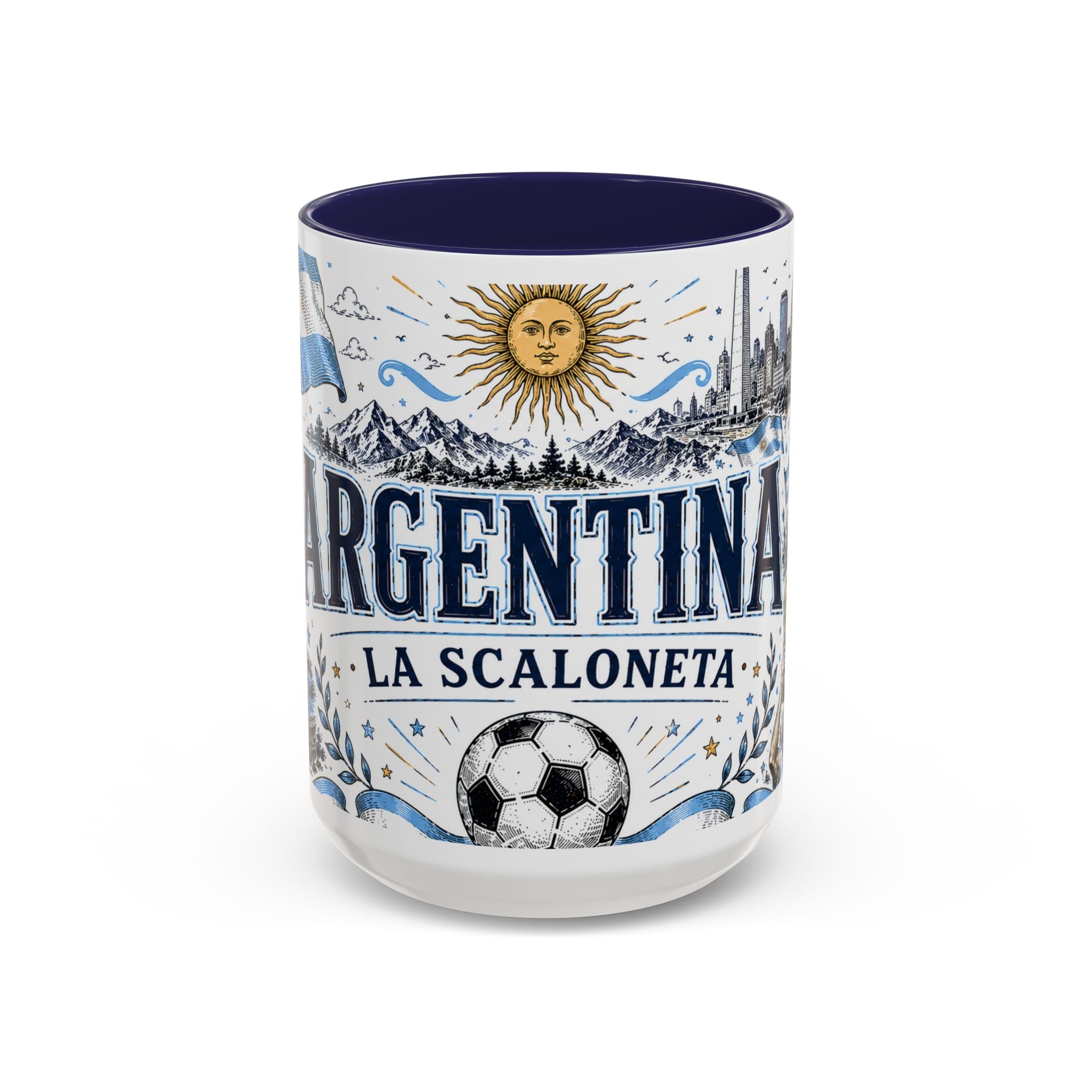 Argentina Soccer Coffee Mug | Soccer Fan Gift | Accent Color Ceramic 11oz 15oz Match Day Cup
