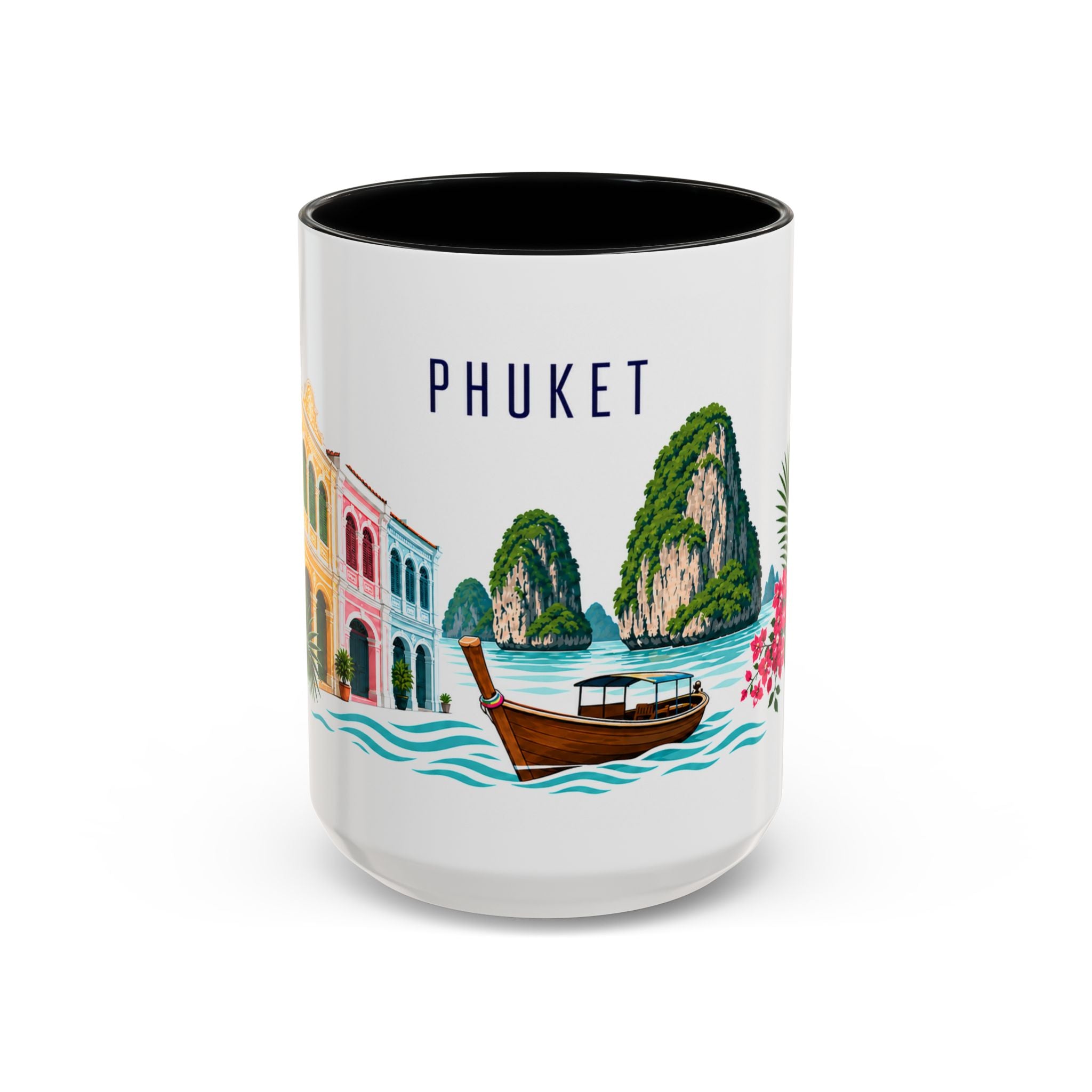 Phuket Coffee Mug | Thailand Travel Souvenir | Porcelain Decal City Gift | 11oz 15oz Accent Mug
