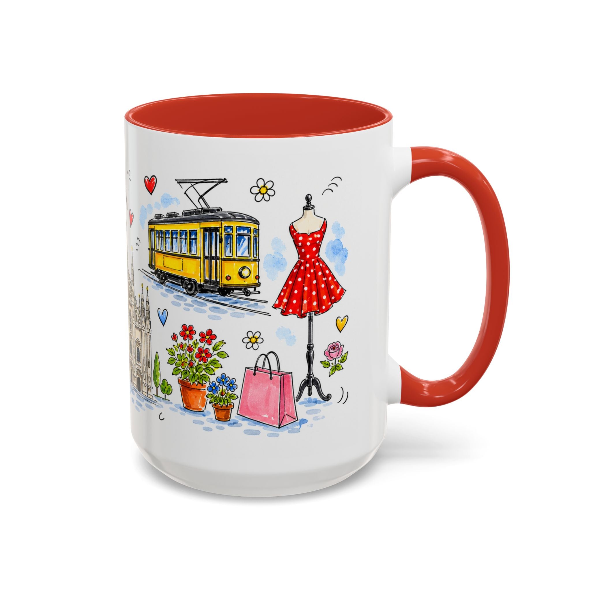 Milan Travel Mug | European City Souvenir Accent Coffee Mug | 11oz 15oz Ceramic Cup