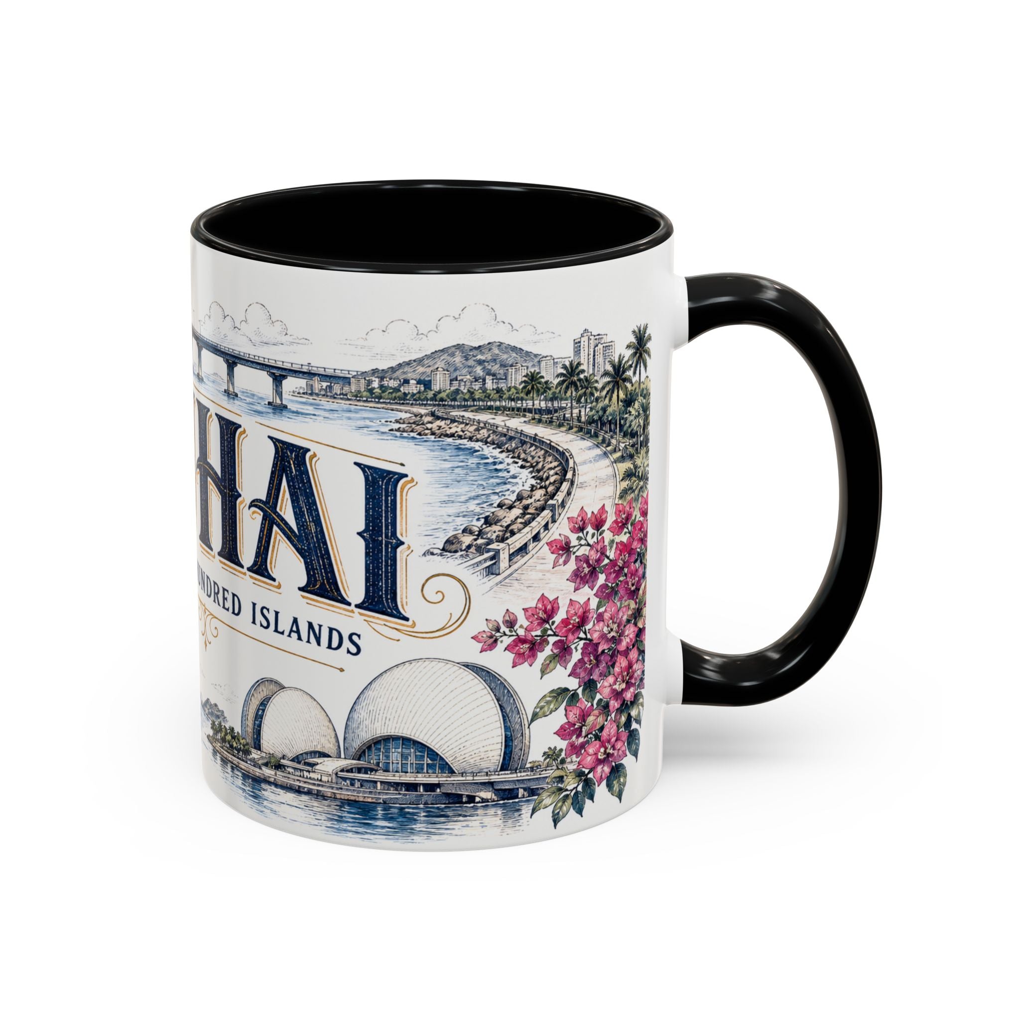 Zhuhai Coffee Mug | China Travel Souvenir | Vintage Illustrated City Gift | 11 oz 15 oz Accent Mug