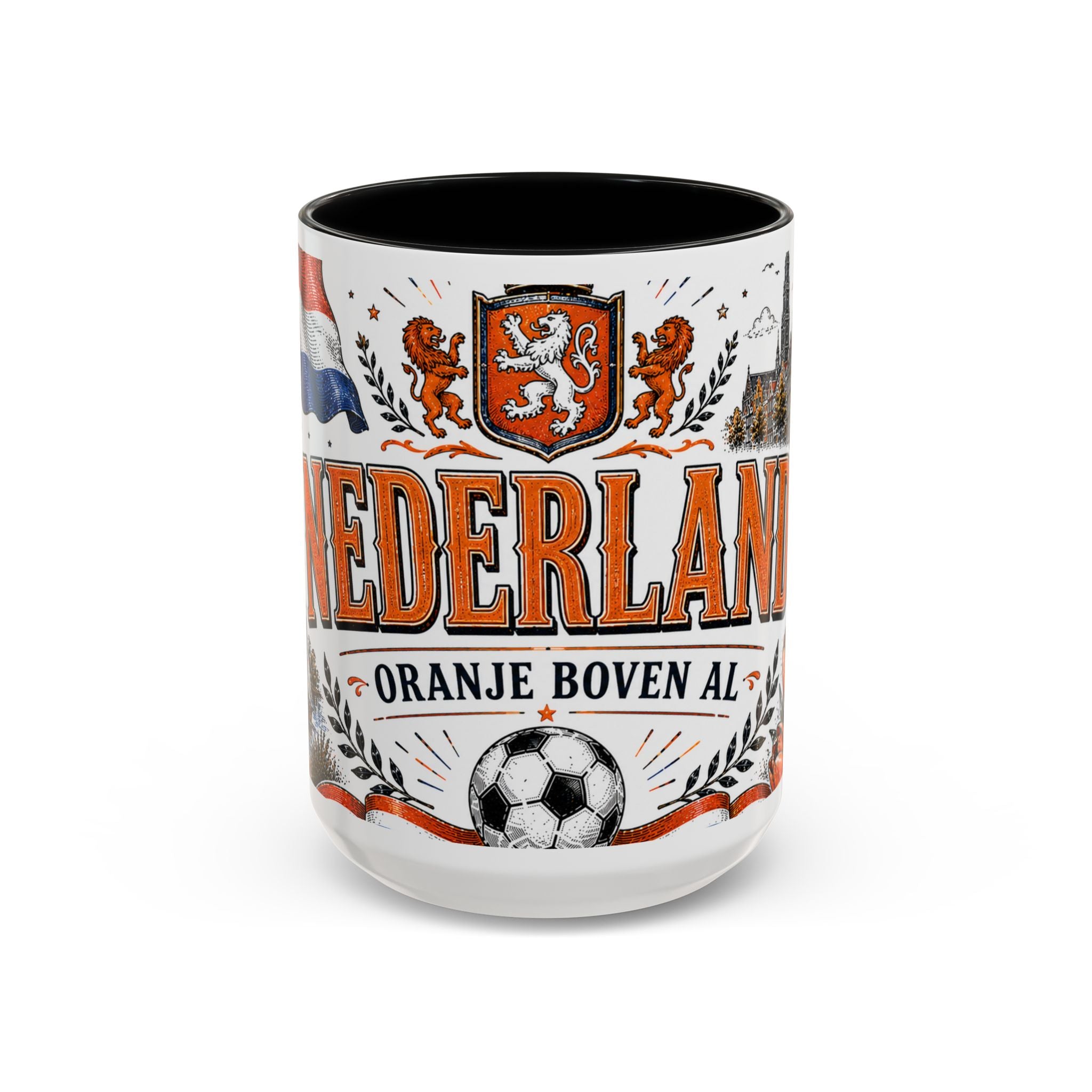 Netherlands Soccer Coffee Mug | World Cup Fan Gift | Accent Color Ceramic 11oz 15oz Match Day Cup