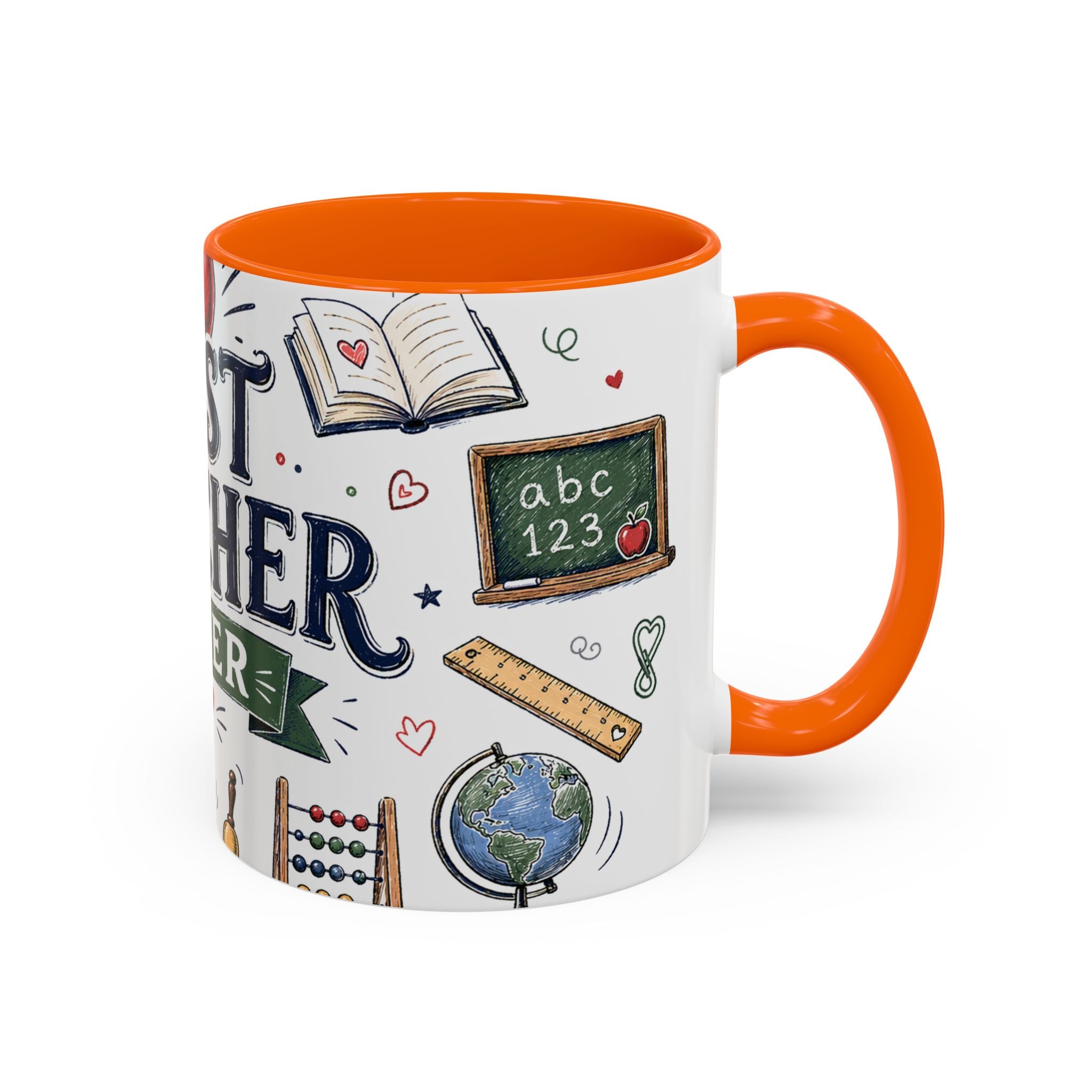 Best Teacher Ever Coffee Mug | Teacher Appreciation Gift | Accent Color Ceramic 11oz 15oz