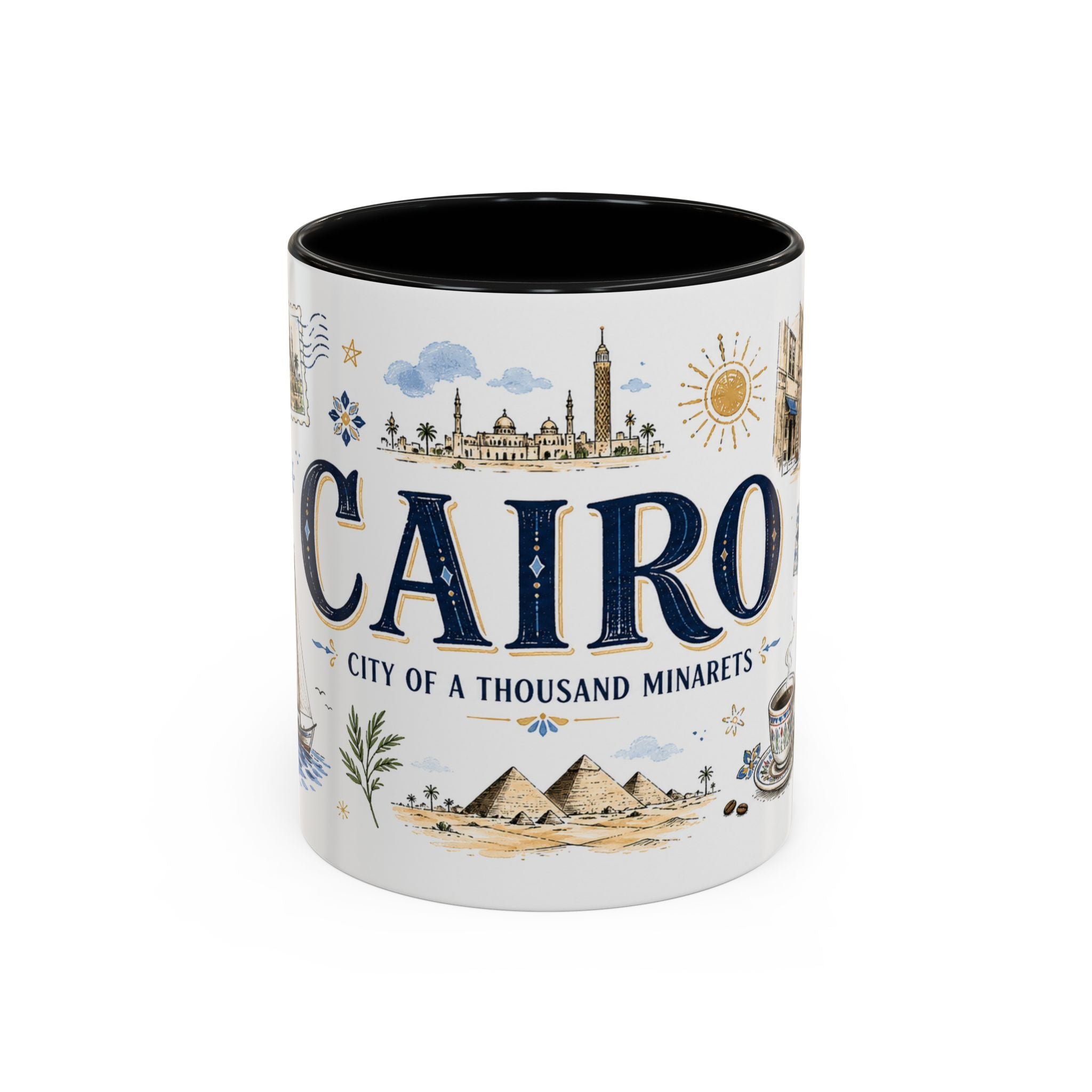 Cairo Coffee Mug | Egypt Souvenir Travel Gift | Accent Color Ceramic 11oz 15oz
