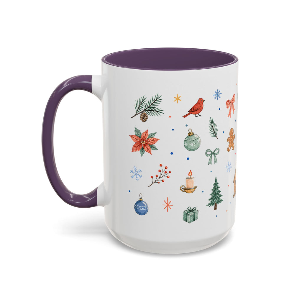Woodland Christmas Mug | Deer Bird Watercolor Holiday Gift | Accent Cup 11oz 15oz