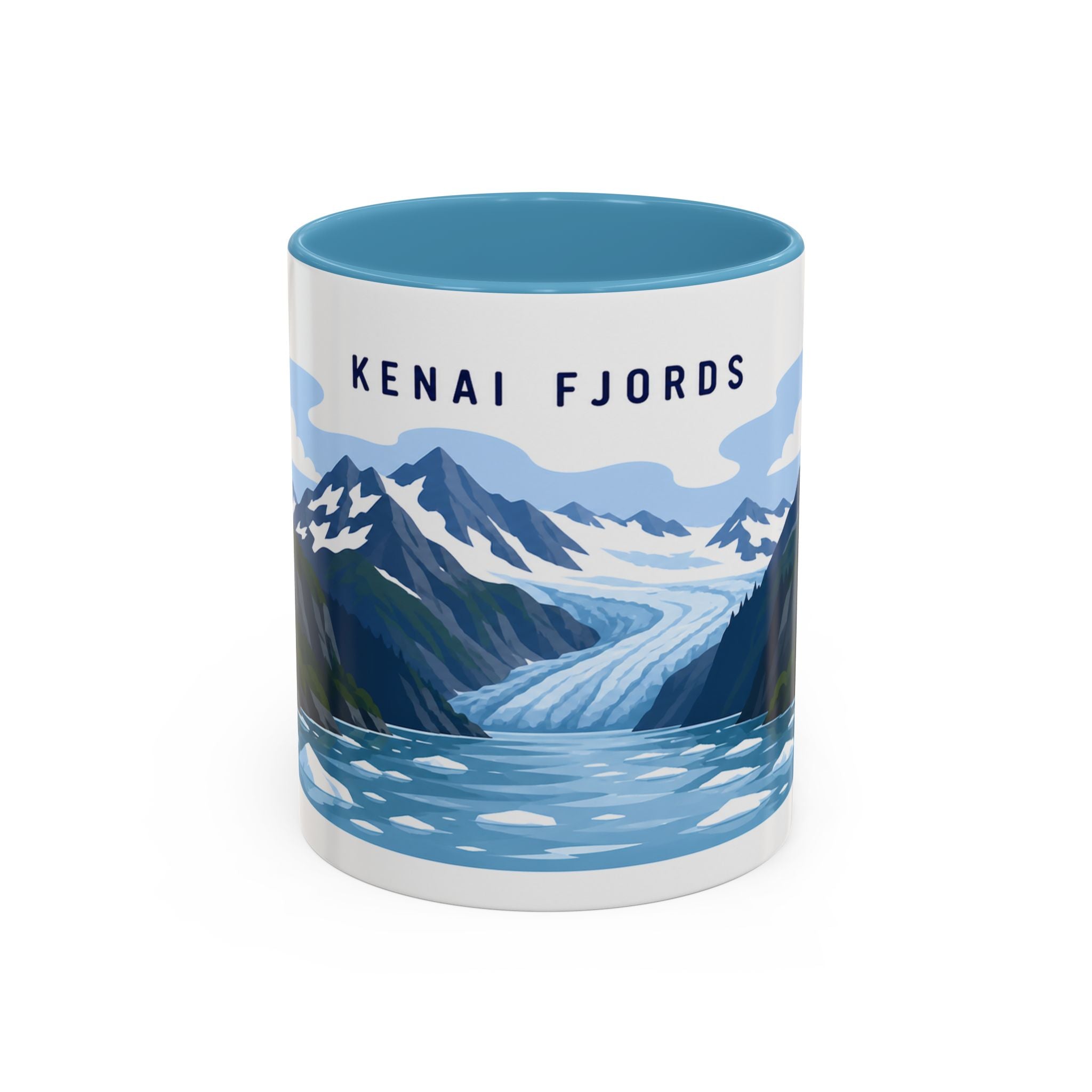 Kenai Fjords National Park Coffee Mug | Solid Color Block Park Souvenir | 11oz 15oz Accent Mug