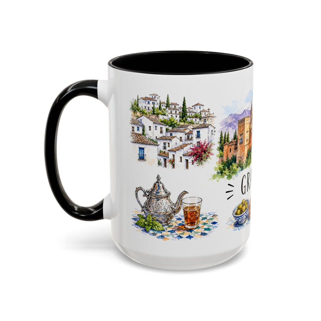 Granada Illustrated Travel Mug | City Souvenir Accent Coffee Mug | 11oz 15oz Ceramic Cup