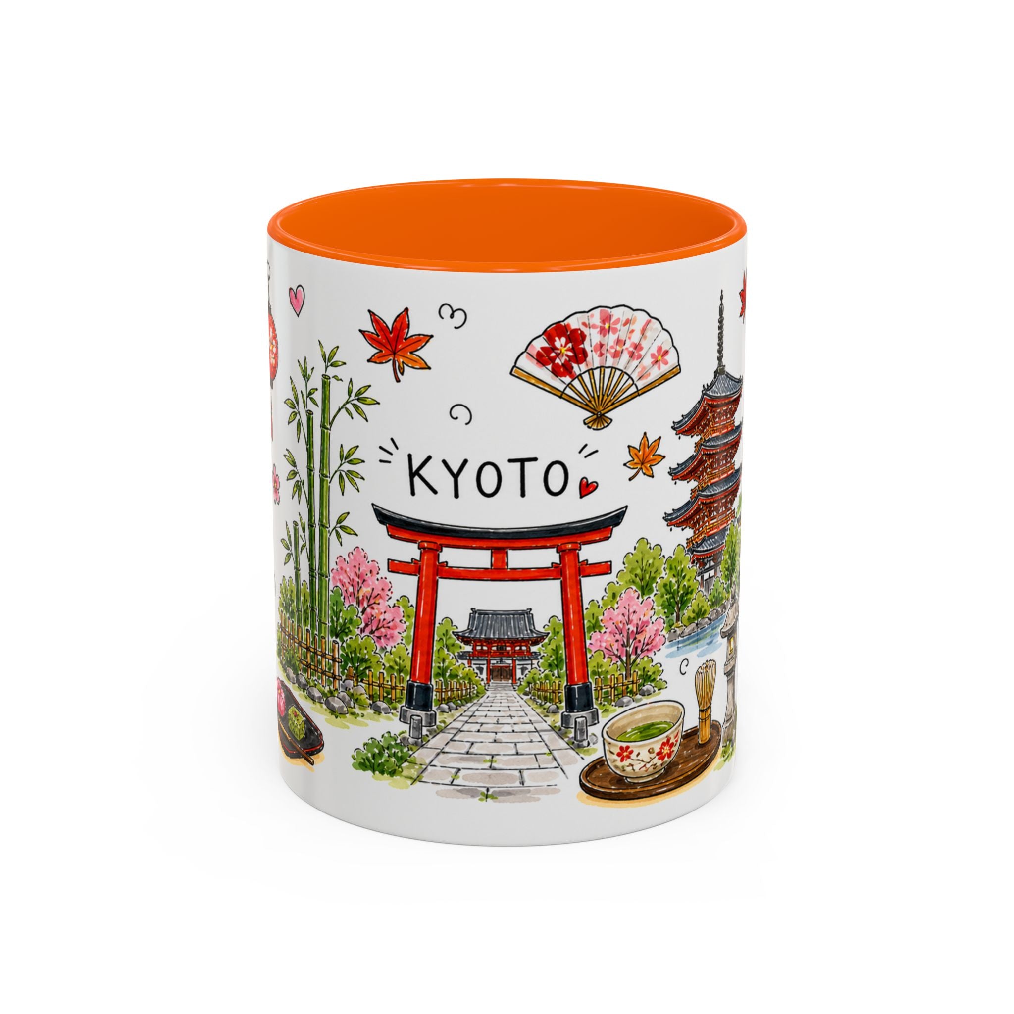 Kyoto Illustrated Travel Mug | City Souvenir Accent Coffee Mug | 11oz 15oz Ceramic Cup
