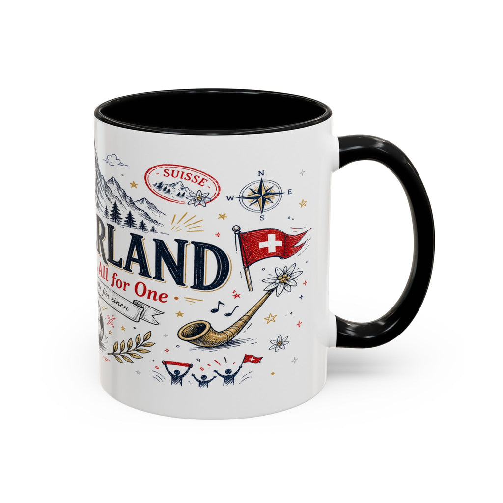 Switzerland Coffee Mug | World Cup Soccer Fan Gift | Accent Color Ceramic 11oz 15oz