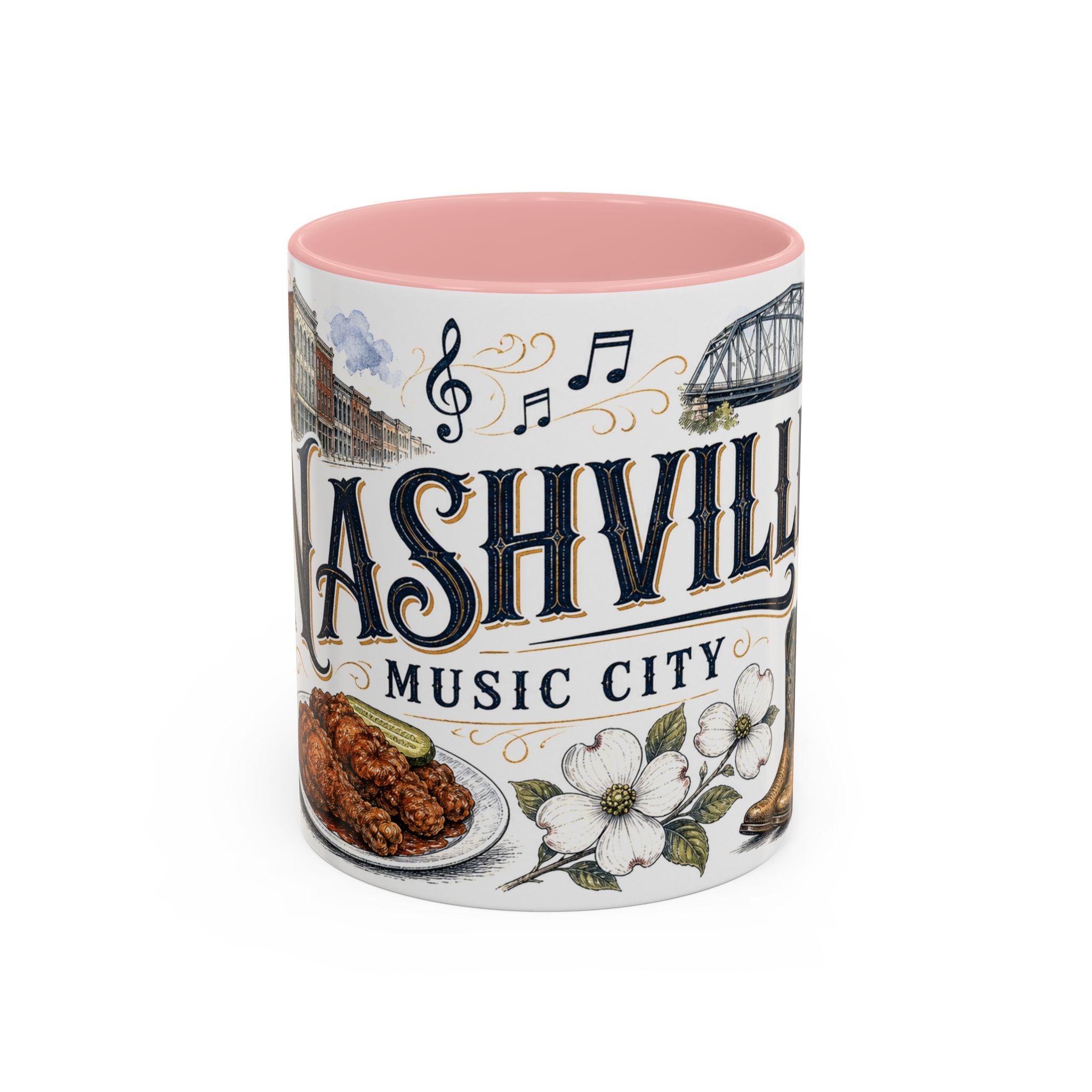 Nashville Coffee Mug | United States Travel Souvenir | Vintage Illustrated City Gift | 11 oz 15 oz Accent Mug