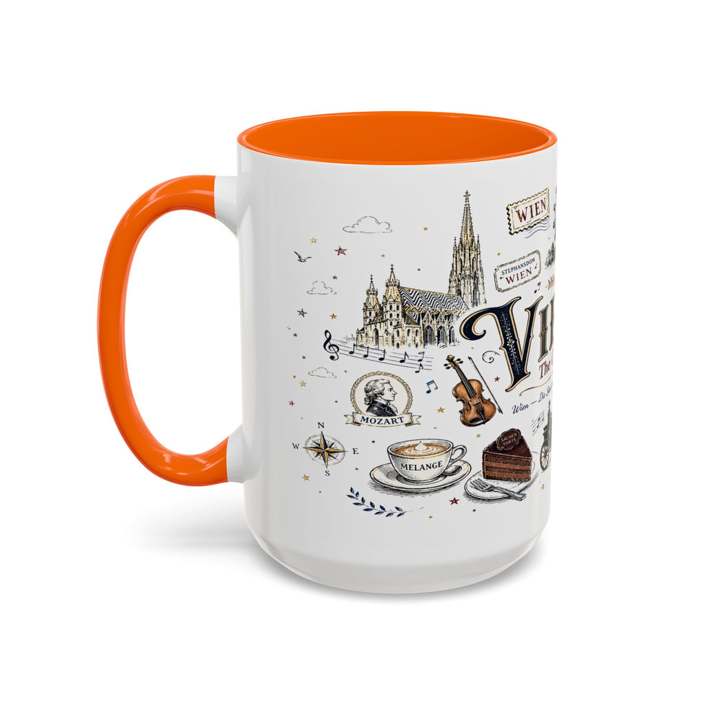 Vienna Coffee Mug | Austria Souvenir Travel Gift | Accent Color Ceramic 11oz 15oz