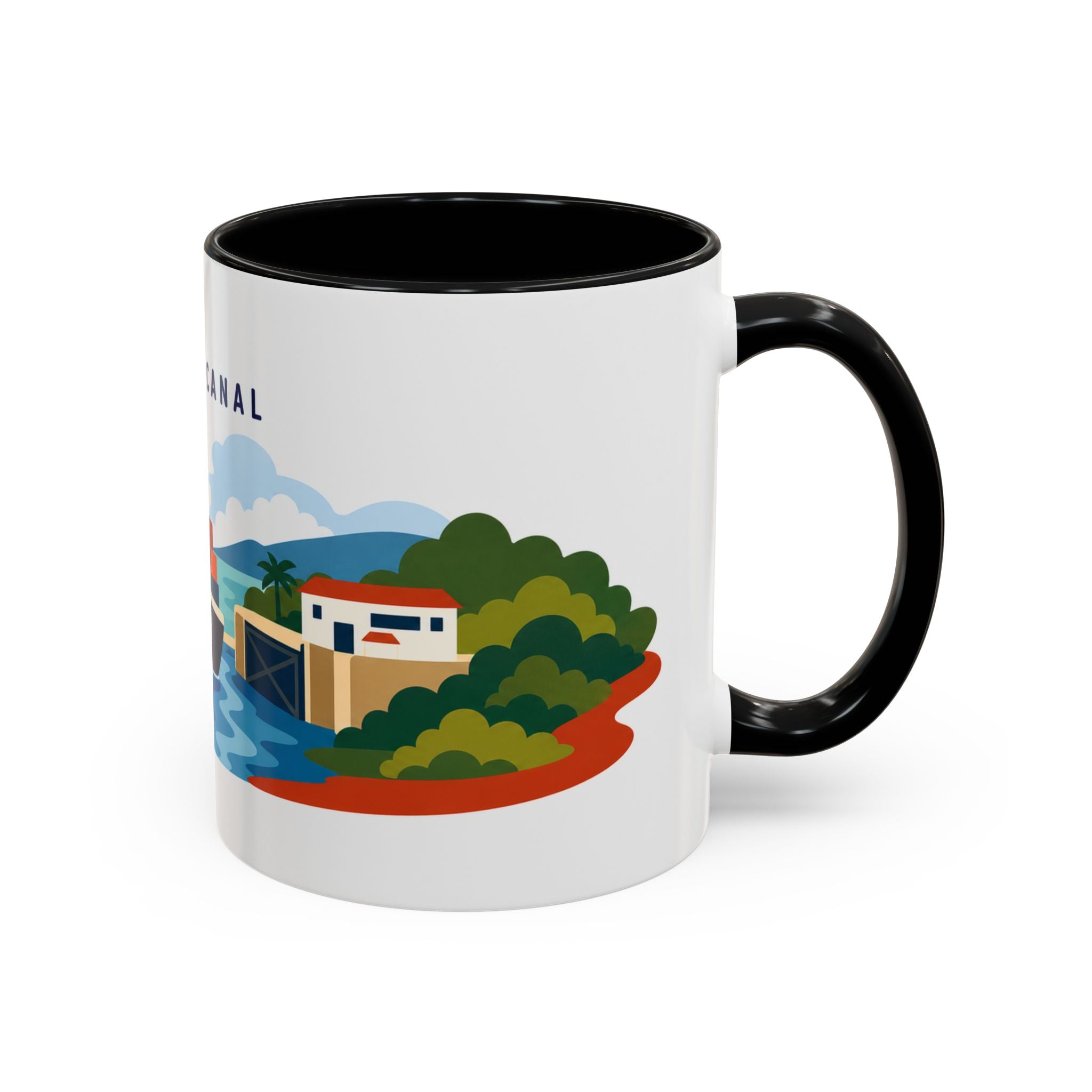 Panama Canal Coffee Mug | Travel Destination Souvenir Gift | Accent Color Ceramic 11oz 15oz