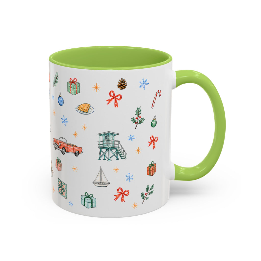Miami Christmas Mug | Watercolor Art Deco City Souvenir (11oz/15oz)