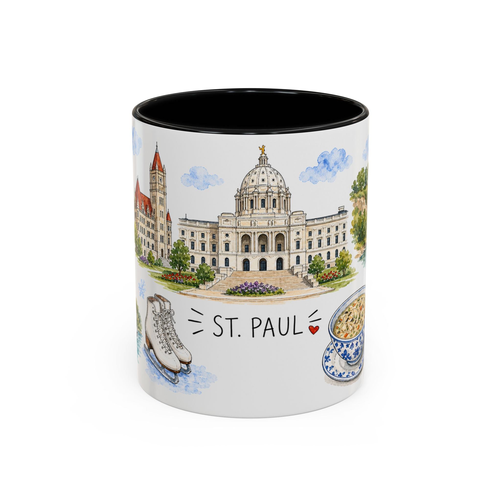 St. Paul Illustrated Travel Mug | City Souvenir Accent Coffee Mug | 11oz 15oz Ceramic Cup