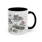 Paris Coffee Mug | France Souvenir Travel Gift | Accent Color Ceramic 11oz 15oz