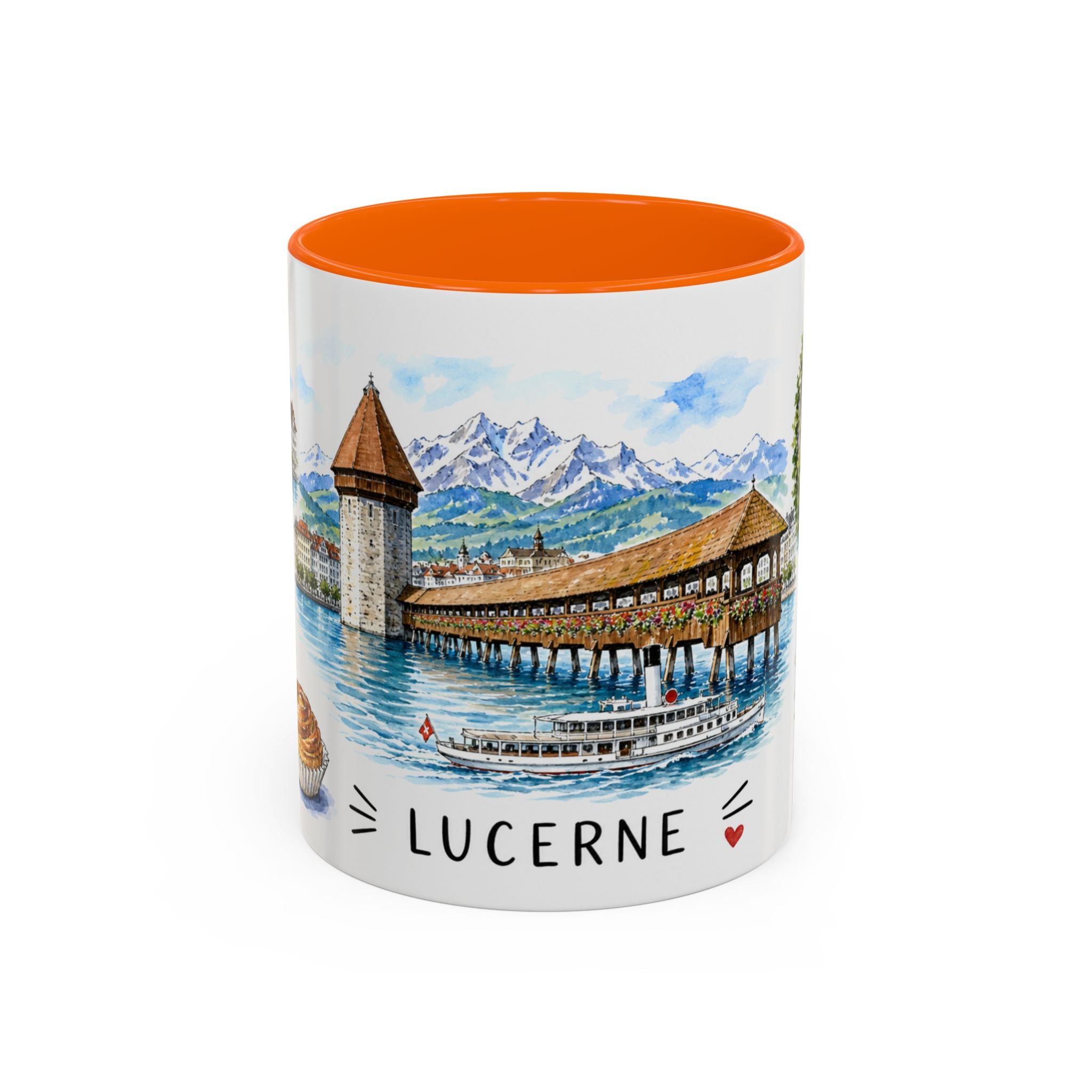Lucerne Illustrated Travel Mug | City Souvenir Accent Coffee Mug | 11oz 15oz Ceramic Cup