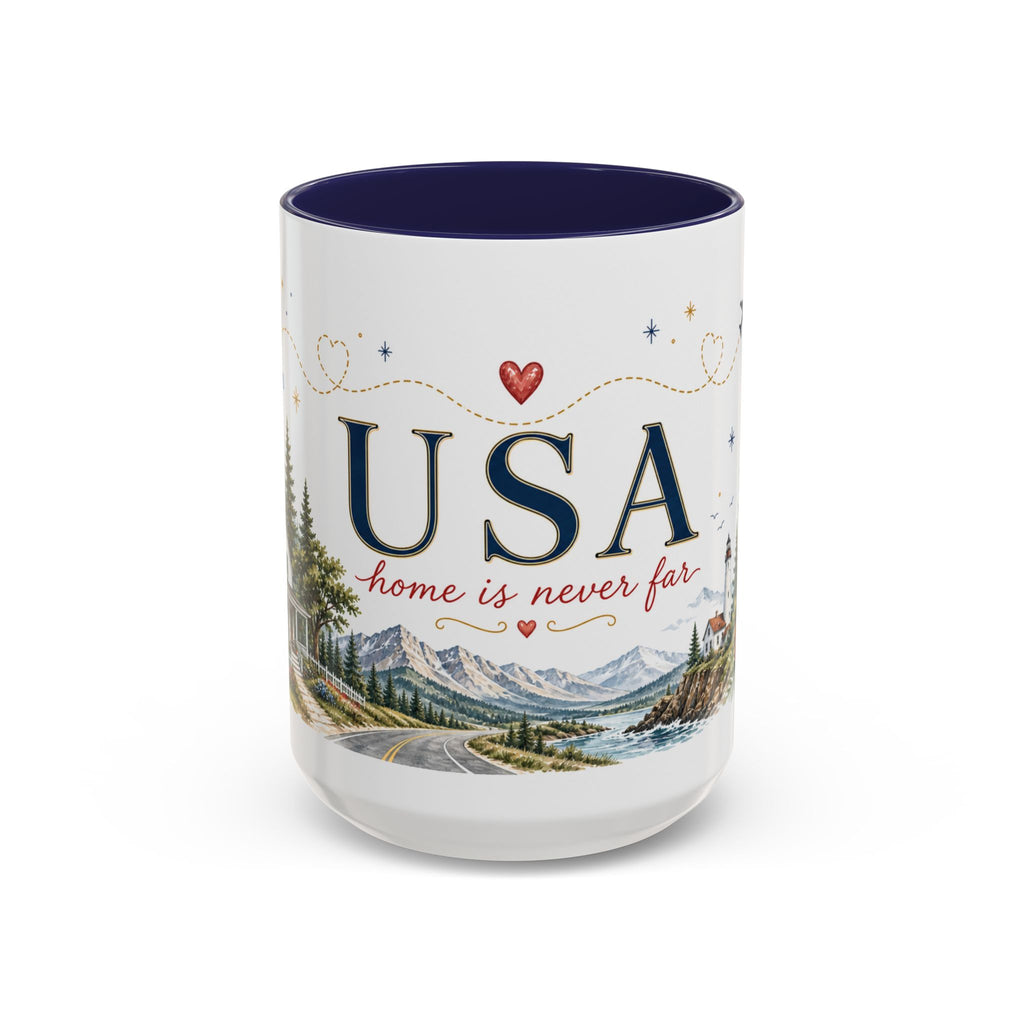 USA Home Country Mug | Moving Away Gift | Long Distance Friendship | 11 oz 15 oz Accent Mug