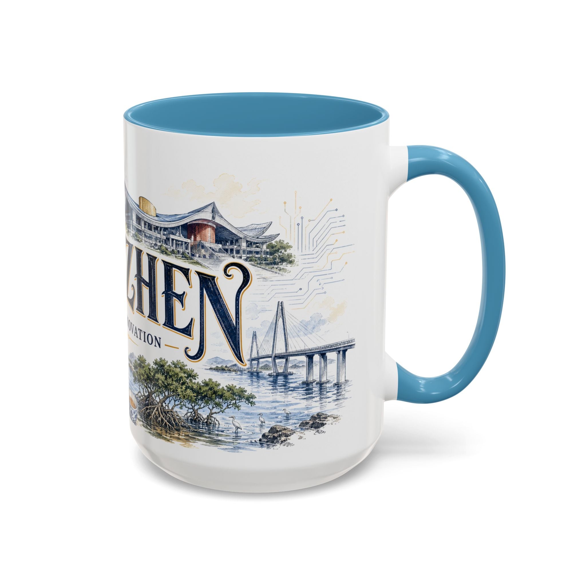 Shenzhen Coffee Mug | China Travel Souvenir | Vintage Illustrated City Gift | 11 oz 15 oz Accent Mug
