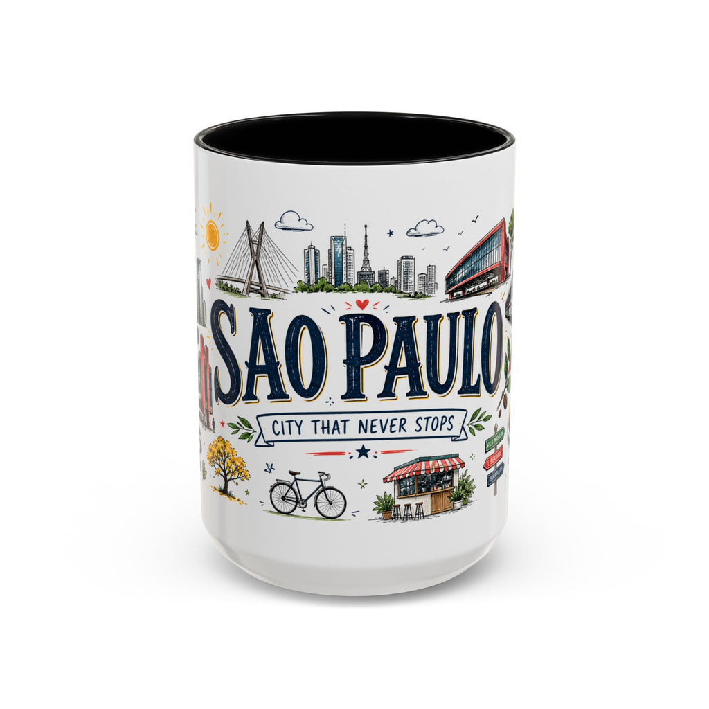Sao Paulo Coffee Mug | Brazil Souvenir Travel Gift | Accent Color Ceramic 11oz 15oz