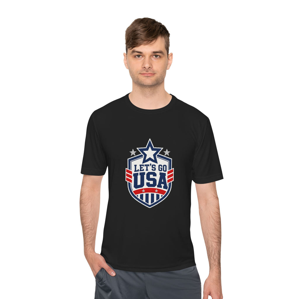 United States Soccer T Shirt, Let's Go USA Fan Tee, Moisture Wicking Sport Shirt