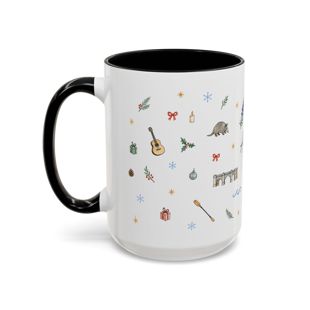 Austin Christmas Mug | Watercolor Travel Souvenir | Holiday Gift | Accent Ceramic Coffee Cup 11oz 15oz