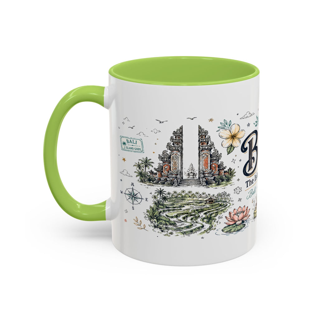 Bali Coffee Mug | Indonesia Souvenir Travel Gift | Accent Color Ceramic 11oz 15oz