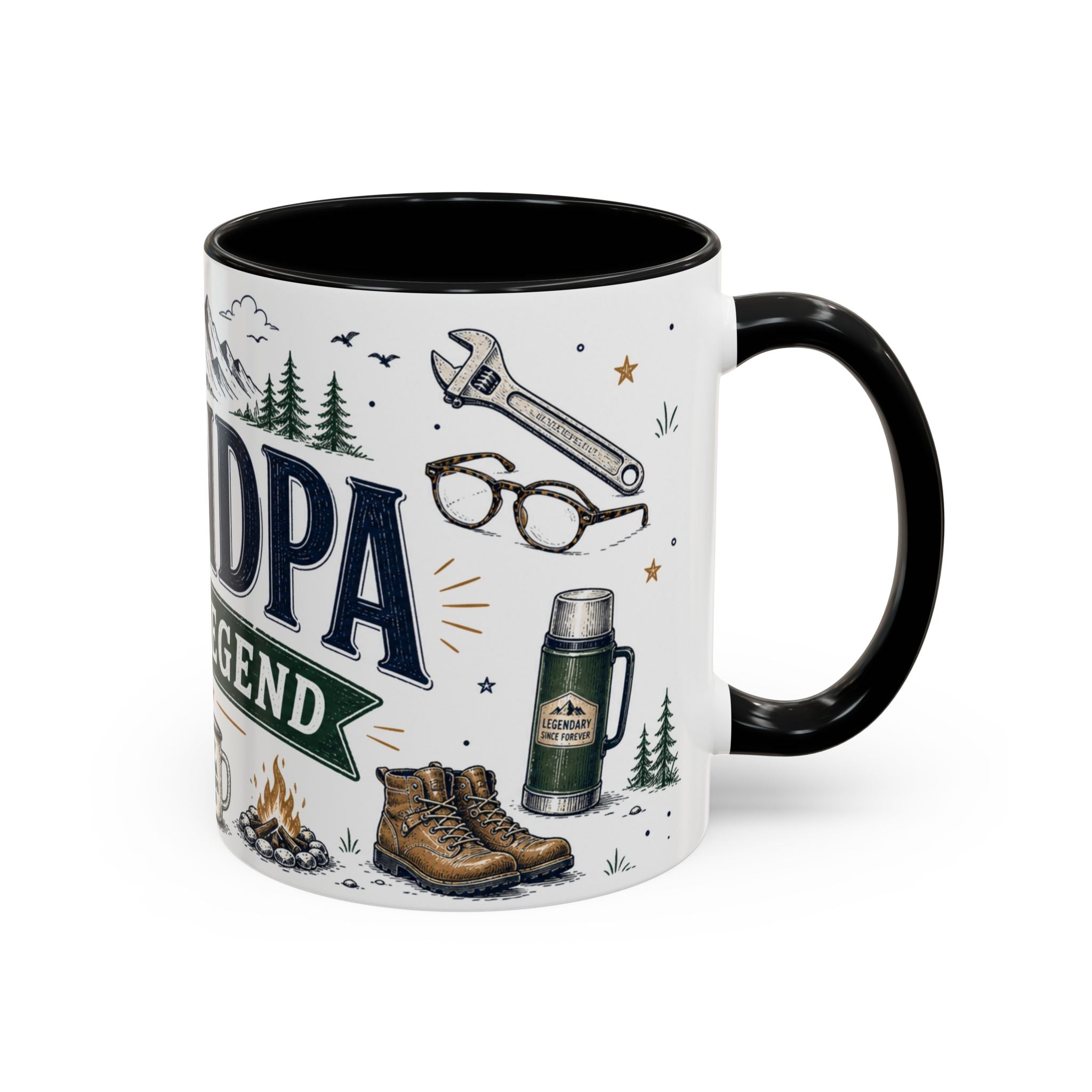 Grandpa The Legend Coffee Mug | Gift From Grandkids | Accent Color Ceramic 11oz 15oz