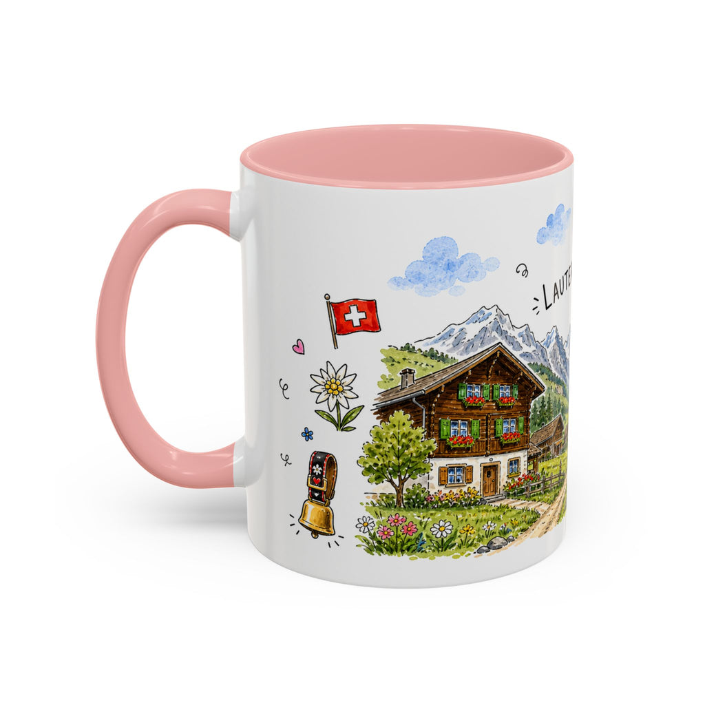 Lauterbrunnen Illustrated Travel Mug | Switzerland Souvenir Accent Coffee Mug | 11oz 15oz Ceramic Cup