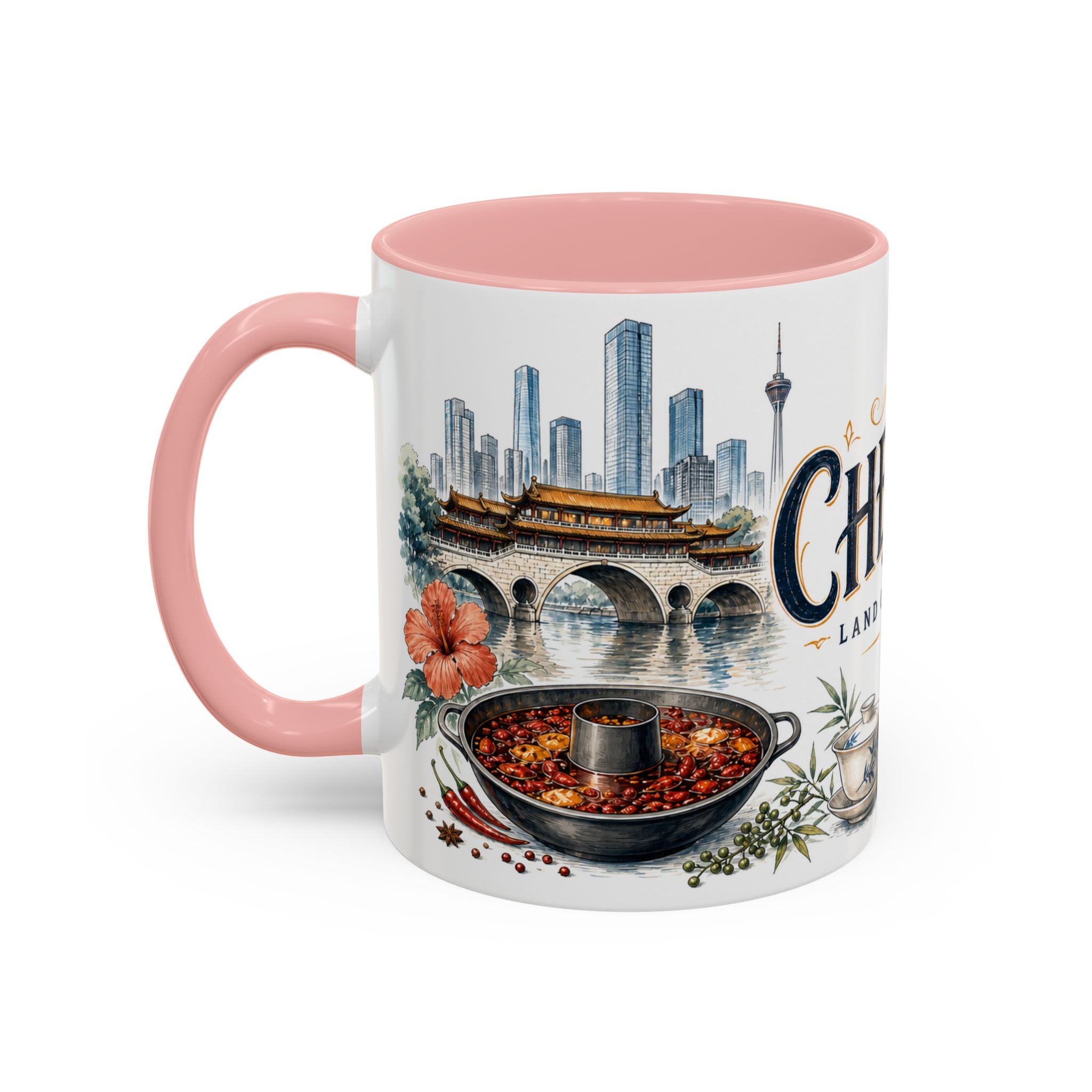 Chengdu Coffee Mug | China Travel Souvenir | Vintage Illustrated City Gift | 11 oz 15 oz Accent Mug
