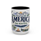 America the Beautiful Coffee Mug | Patriotic USA Gift | Accent Color Ceramic 11oz 15oz