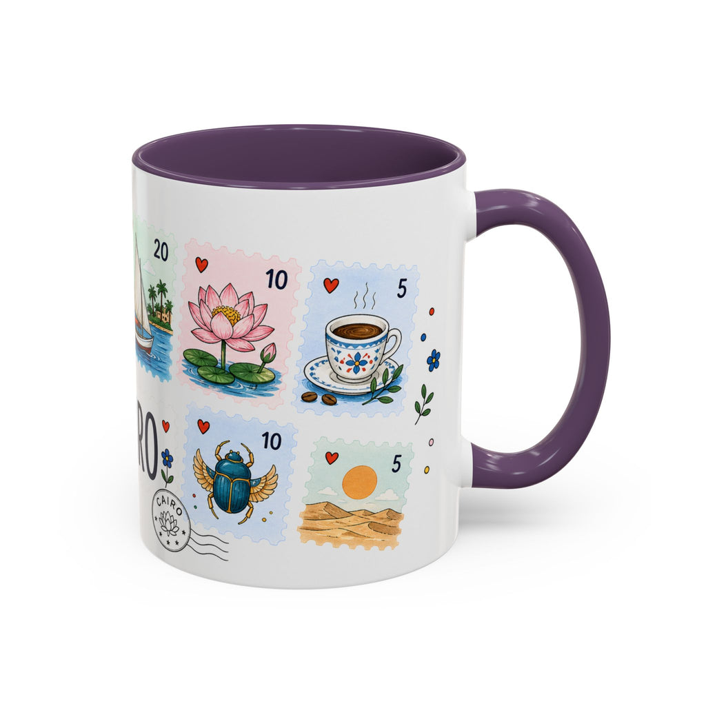 Cairo Coffee Mug | Postage Stamp Collage Mug | Travel Souvenir Accent Cup 11oz 15oz