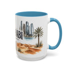 Abu Dhabi Coffee Mug | United Arab Emirates Travel Souvenir | Vintage Illustrated City Gift | 11 oz 15 oz Accent Mug