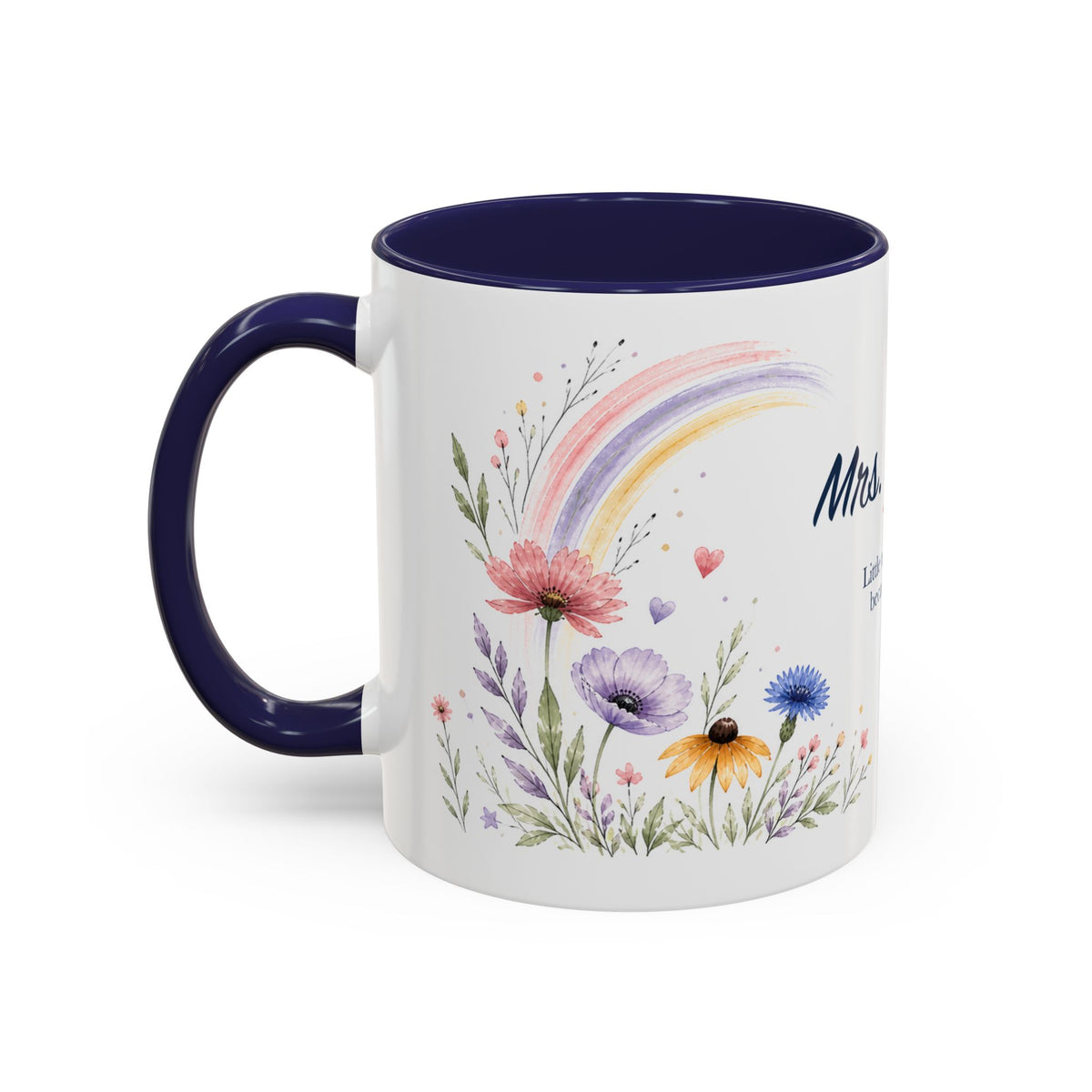 Personalized Kindergarten Teacher Mug | Custom Name Wildflower Rainbow Cup | Back to School Gift