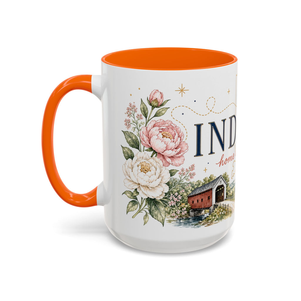 Indiana State Mug | Moving Away, Long Distance Friendship Gift | Botanical Map Accent Cup
