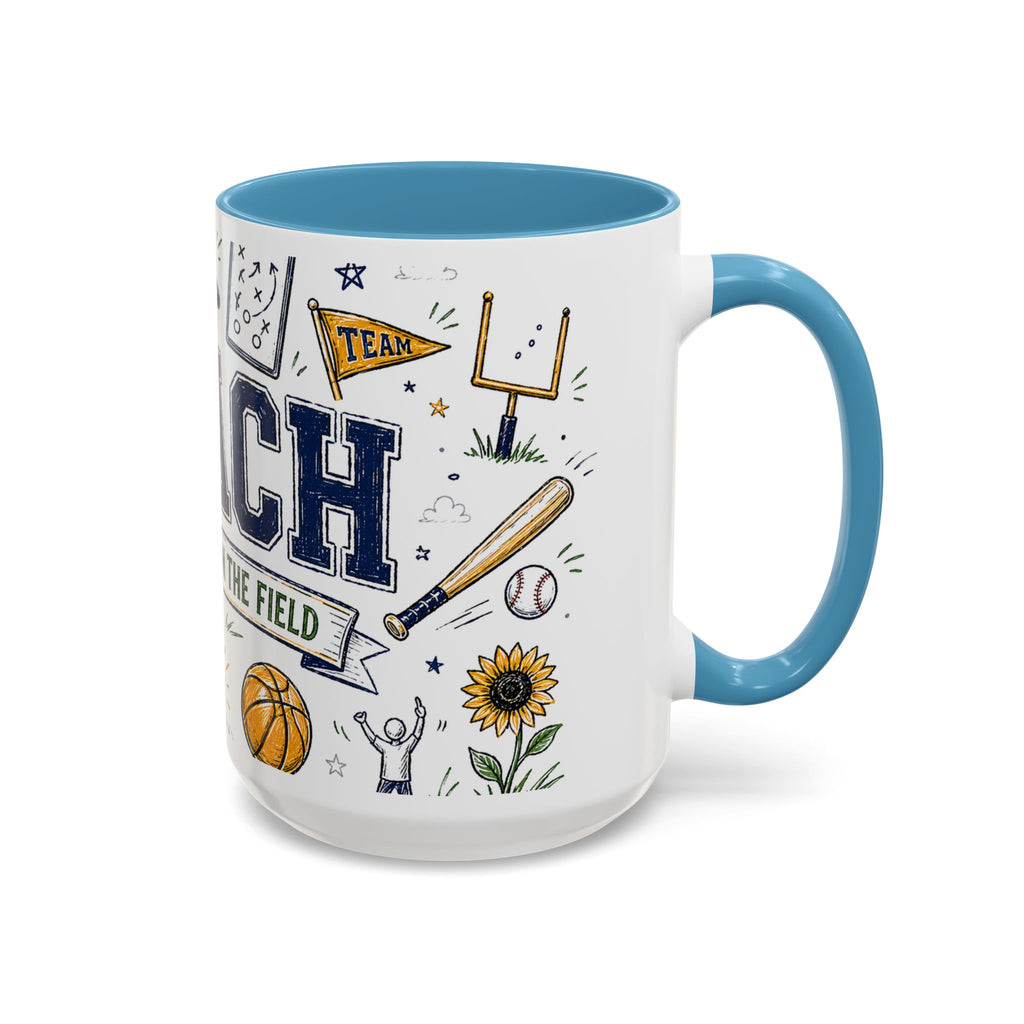 Coach Best Dad On The Field Coffee Mug | Father's Day Gift for Dad | Accent Color Ceramic 11oz 15oz