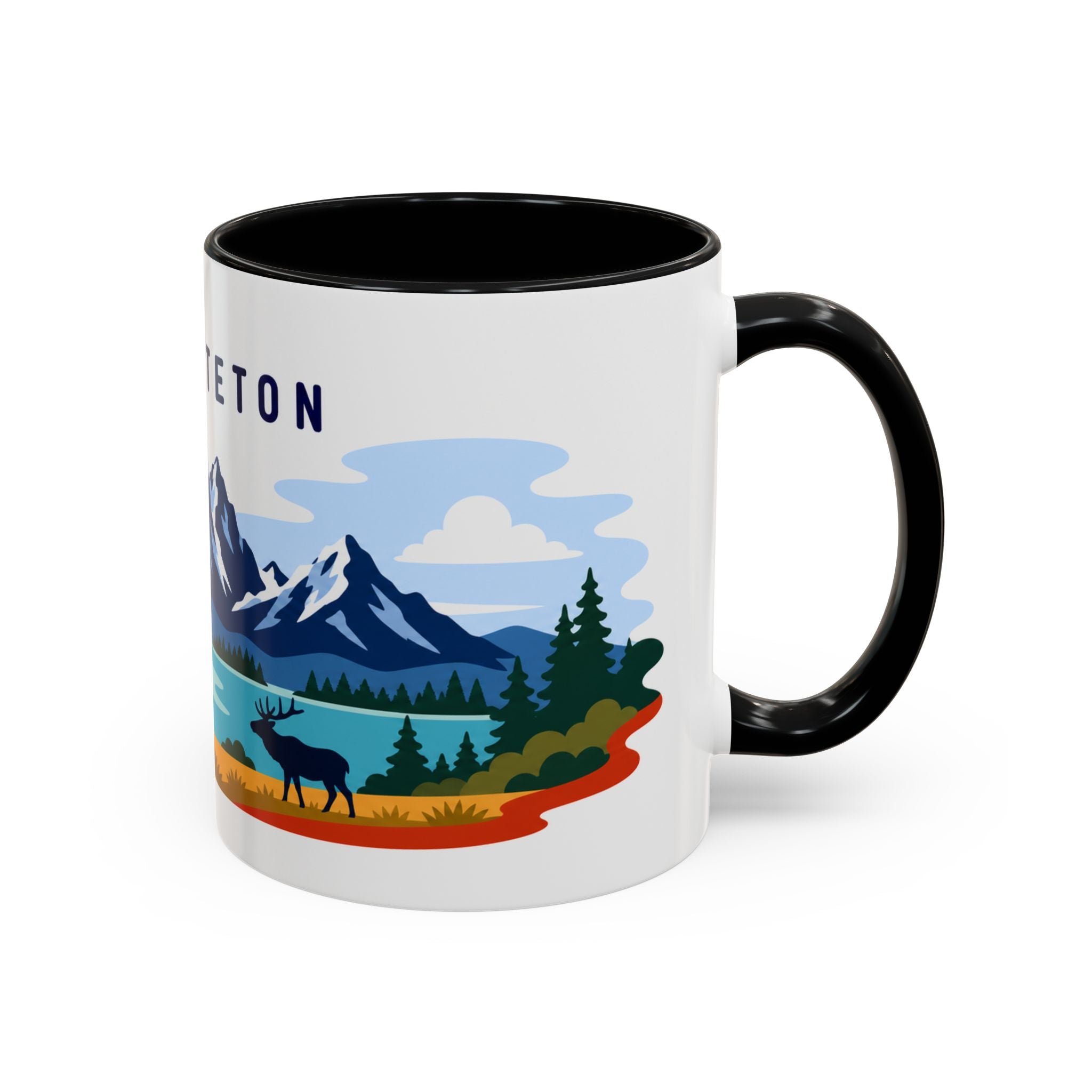 Grand Teton Coffee Mug | Travel Destination Souvenir Gift | Accent Color Ceramic 11oz 15oz