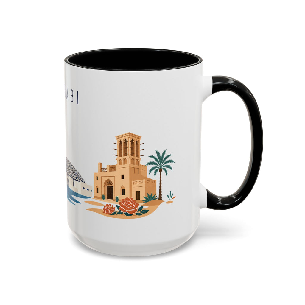 Abu Dhabi Coffee Mug | United Arab Emirates Travel Souvenir | Porcelain Decal City Gift | 11oz 15oz Accent Mug