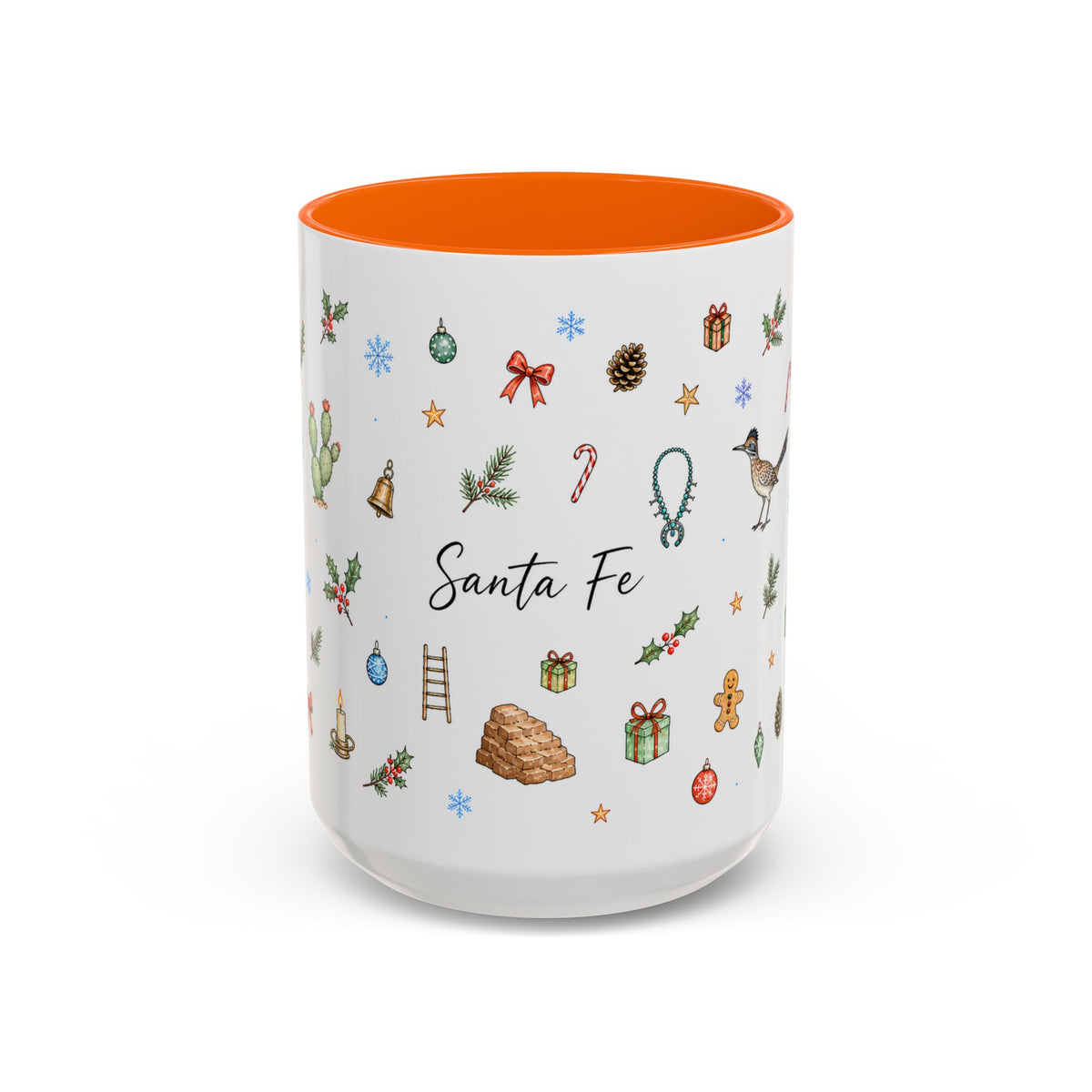 Santa Fe Christmas Mug | Watercolor City Souvenir | Ceramic Coffee Cup (11oz 15oz)