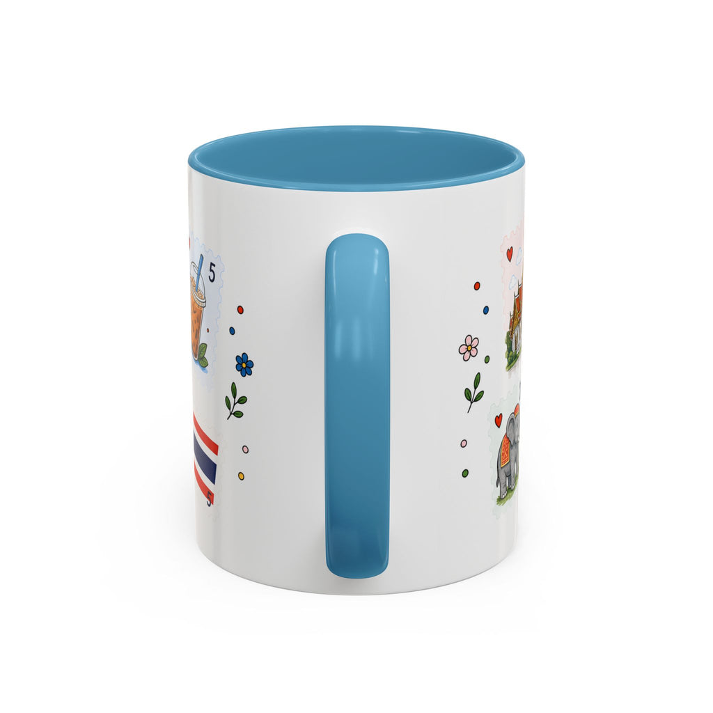 Bangkok Coffee Mug | Postage Stamp Collage Mug | Travel Souvenir Accent Cup 11oz 15oz