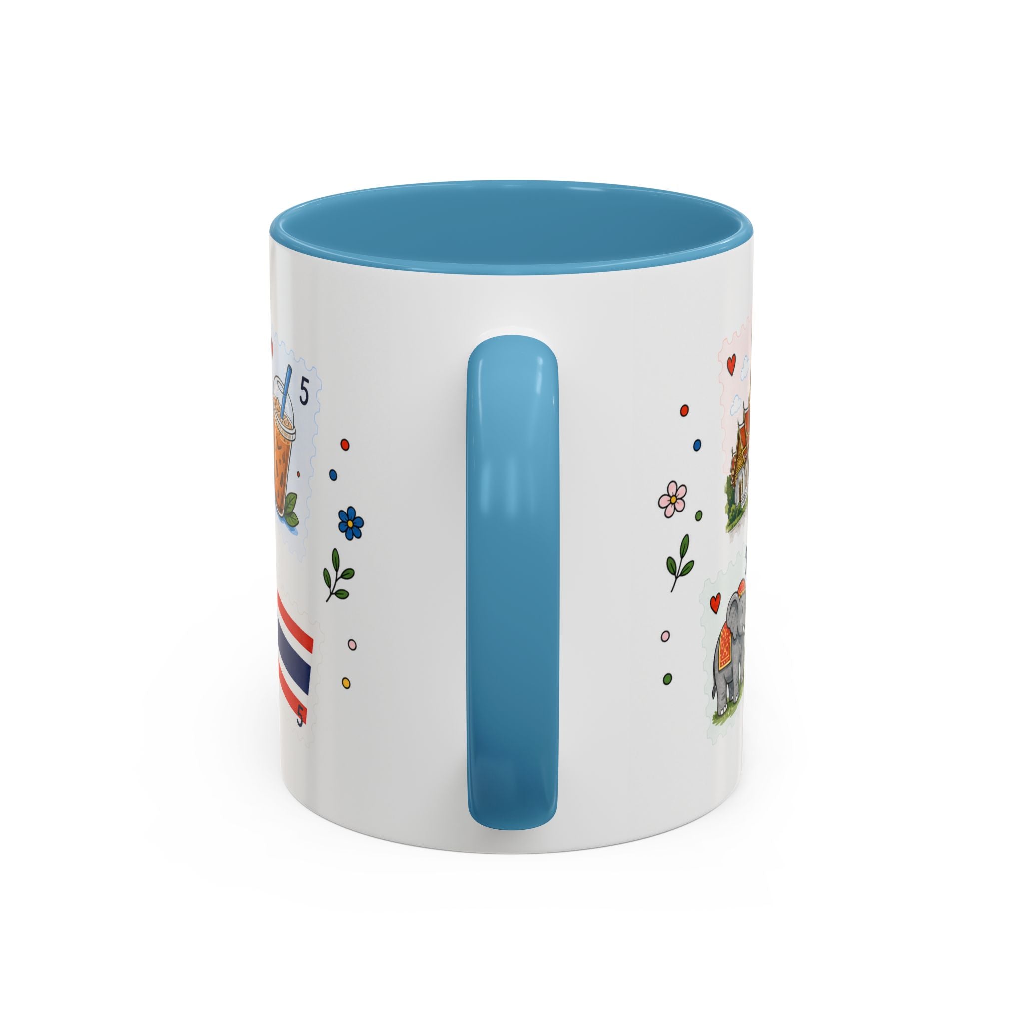 Bangkok Coffee Mug | Postage Stamp Collage Mug | Travel Souvenir Accent Cup 11oz 15oz