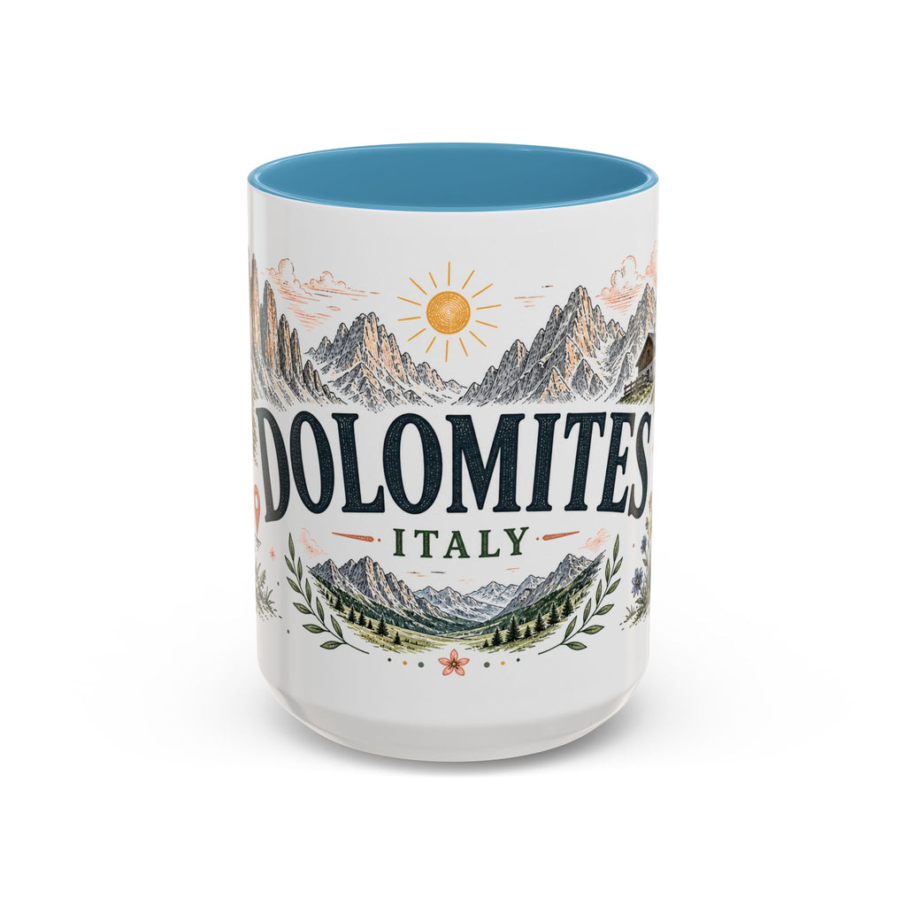 Dolomites Coffee Mug | Travel Destination Souvenir Gift | Accent Color Ceramic 11oz 15oz
